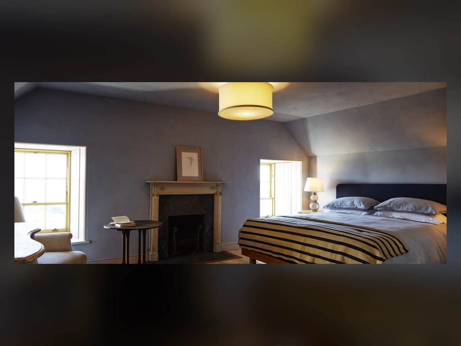 The captain's bedroom at Rodel House, lined in timber and finished for the house's new life as a catered guest house