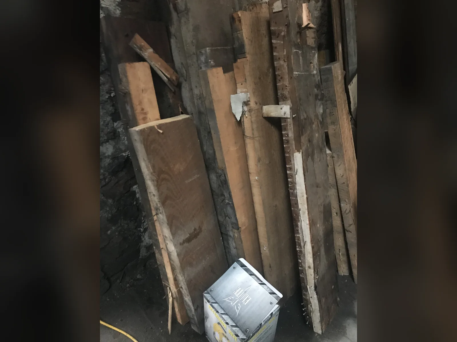 Rose Street Foundry: salvaged timber stacked during the strip-out, kept for the new interior