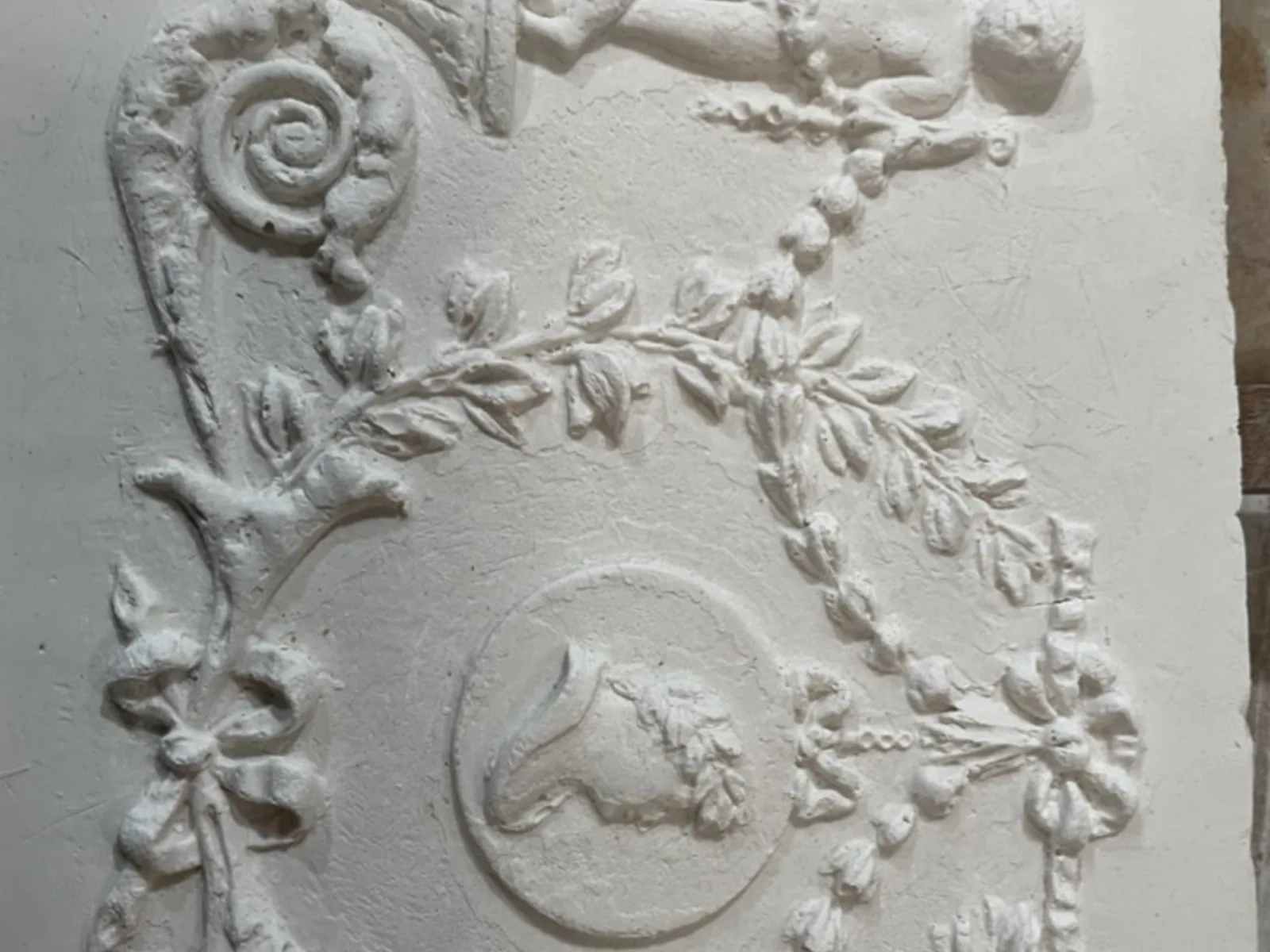 New frieze sections cast in the workshop from the mould taken off the original