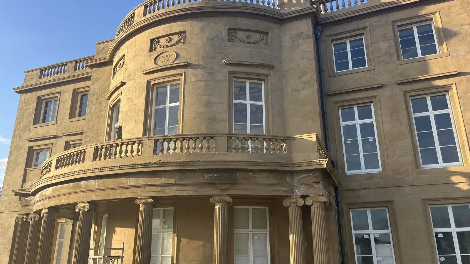 The Haining, Selkirk: lime render and run mouldings renewed on a Category A listed Georgian villa