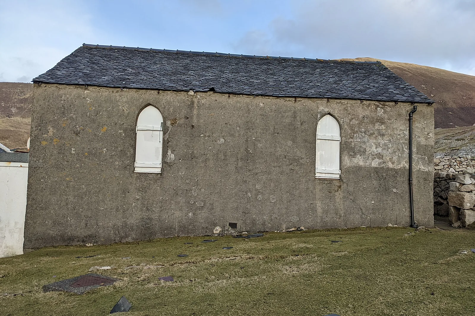 St Kilda Church and Schoolroom, Village Bay, Hirta, St Kilda — photograph 1