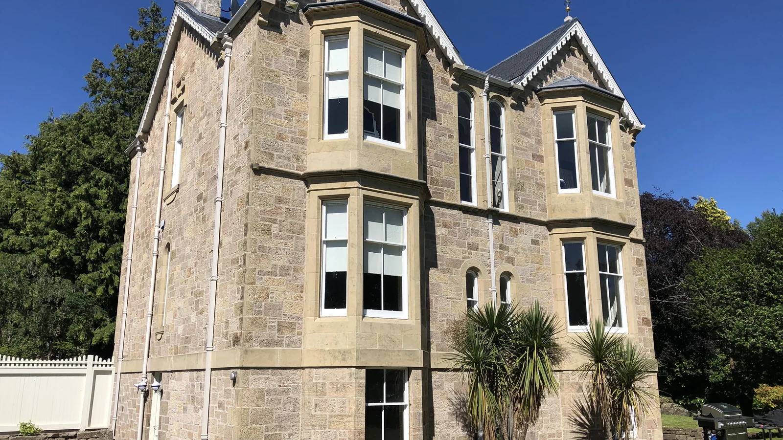A Victorian sandstone villa in Stirlingshire for a private client: the ashlar dressings and rubble walling cleaned with TORC and DOFF