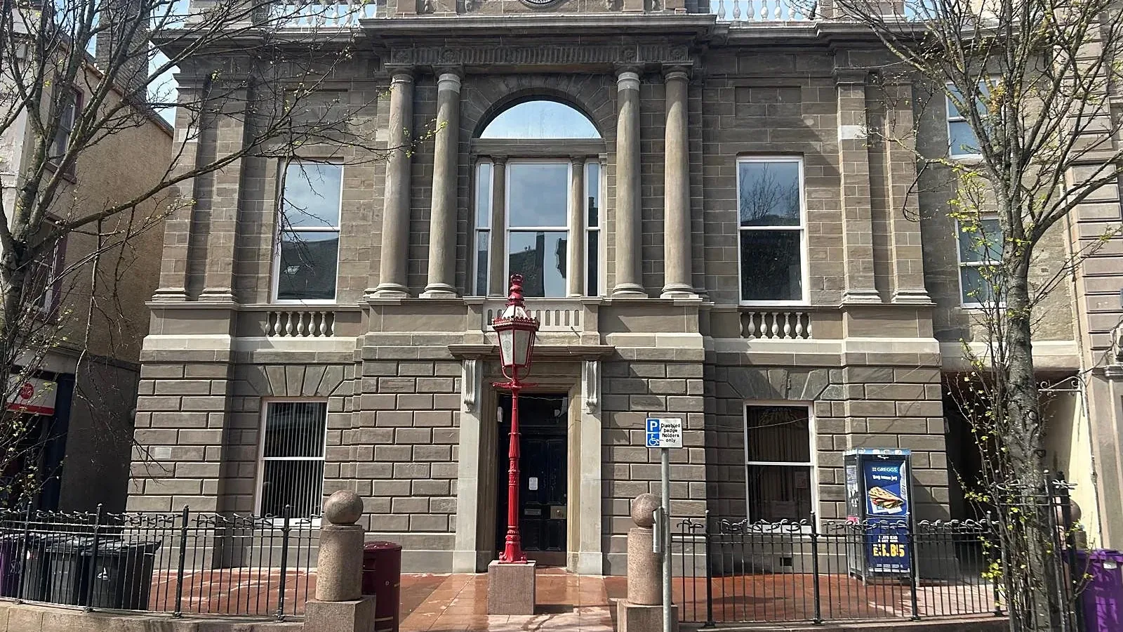 Arbroath Courthouse after: the formal ashlar facade restored, breathable and almost entirely original stone