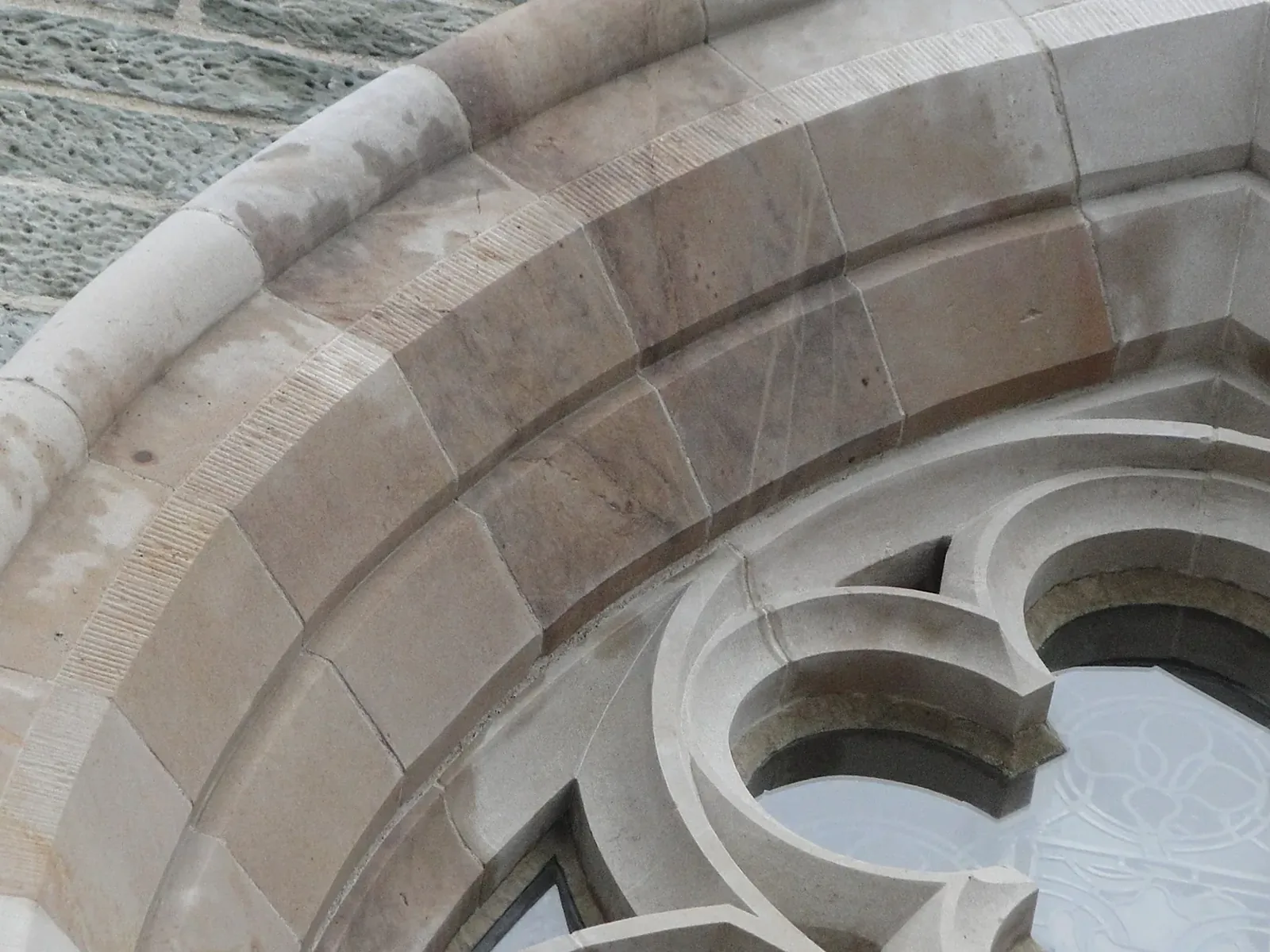 Lerwick Town Hall: new dressed tracery and rybats cut in our workshop and built into the Category A listed Shetland civic building