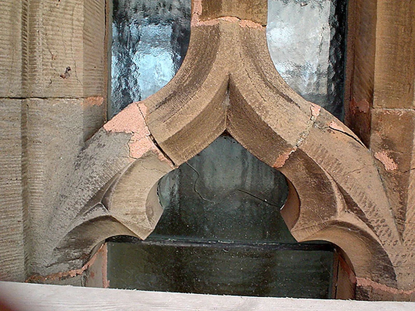 Alexander Scott's Hospital, Huntly: new carved Auchindoir sandstone tracery built into the porte-cochère tower in a live nursing home