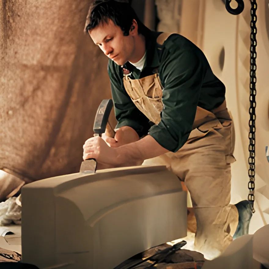 Steven Laing carving stone